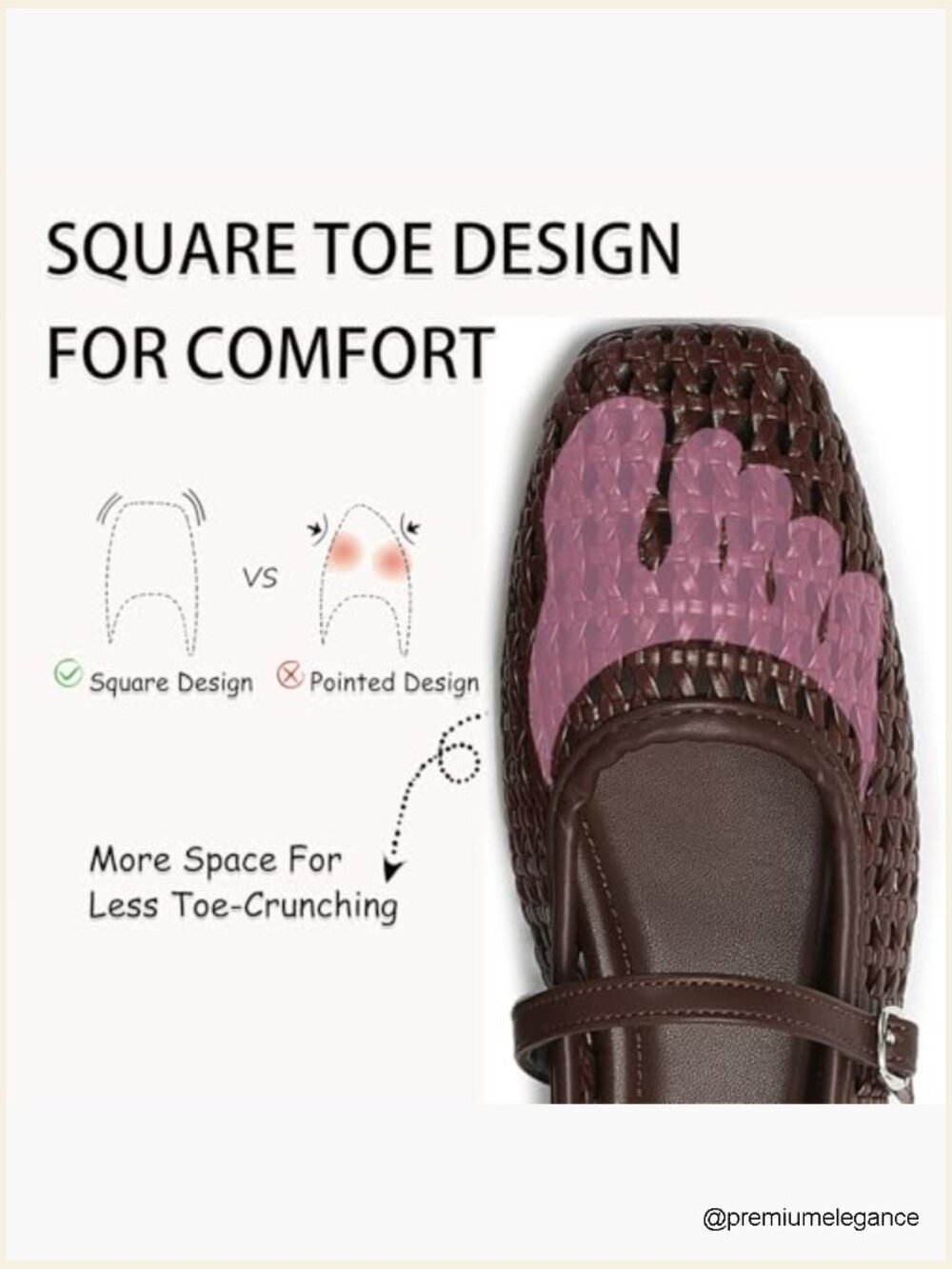 Woven Mary Jane Flats with Buckle Strap Foldable Ballet Shoes - Picture 4 of 6